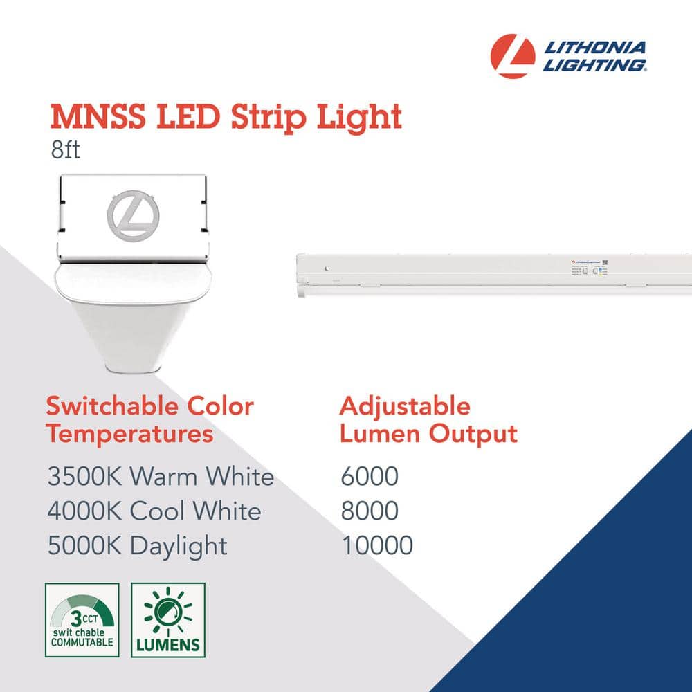 8-Foot White LED Adjustable Strip Light Fixture