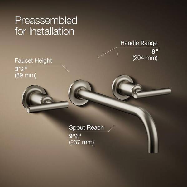 KOHLER Purist 2-Handle Bathroom Sink Faucet Trim Kit in Vibrant Brushed Nickel (Valve Not Included)