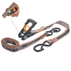 KwikFeed Ratchet Tie Down Strap 12ft. x 1in. 500lbs. with Safety Clip (2-Pack)