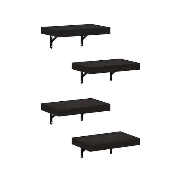 Furinno Tanna 1.65 in. Tall Tobacco Oak Wood Floating Bookcase (Set of 4)