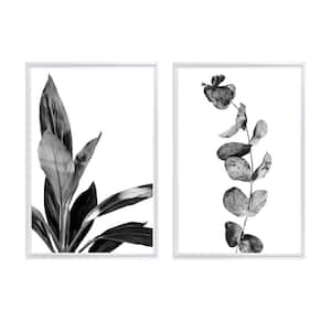 Botanical Leaves Framed Canvas Wall Art - 12 in. x 18 in. Each, by Kelly Merkur 2-Piece Set White Frames