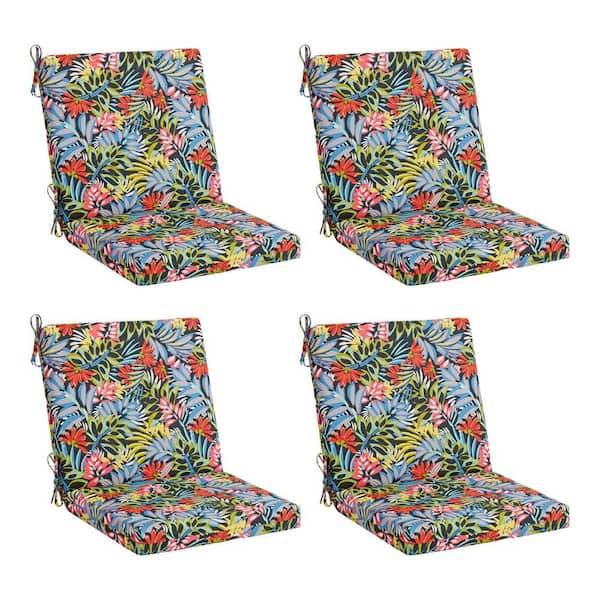 Hampton Bay 17 in. W x 20 in. D Mid Back Universal Outdoor Cushion in Siesta Leaf (Set of 4)