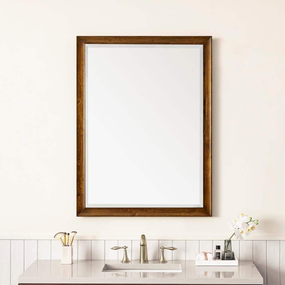 Glenbrooke 40" x 30" Natural Walnut Wood Rectangular Mirror