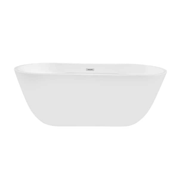 ROSWELL Ronda 63 in. Acrylic Flatbottom Soaking Bathtub in White