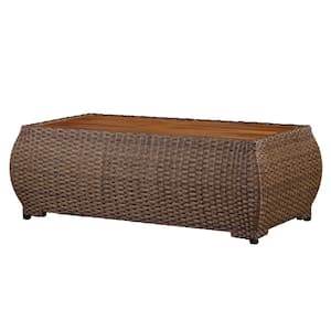 Bayberry Rectangle Metal Outdoor Coffee Table with Acacia Wood Top