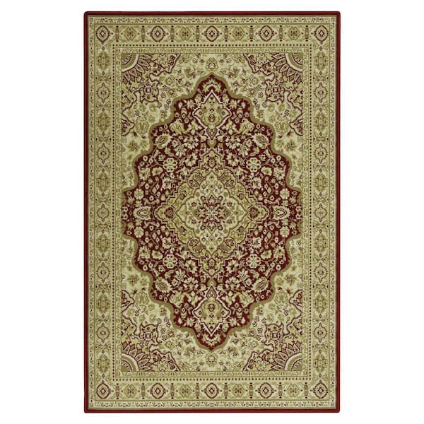 Garvee Wilton Collection Red 4 ft. x 6 ft. Persian Floral Medallion Area Rug