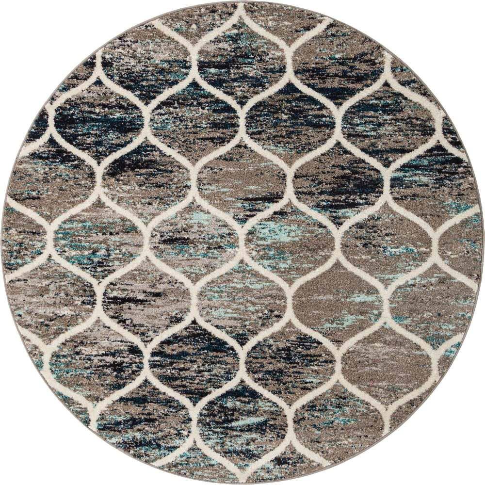 Trellis Frieze Rounded Blue Multi 6 ft. x 6 ft. Area Rug price history on PriceWatchPro