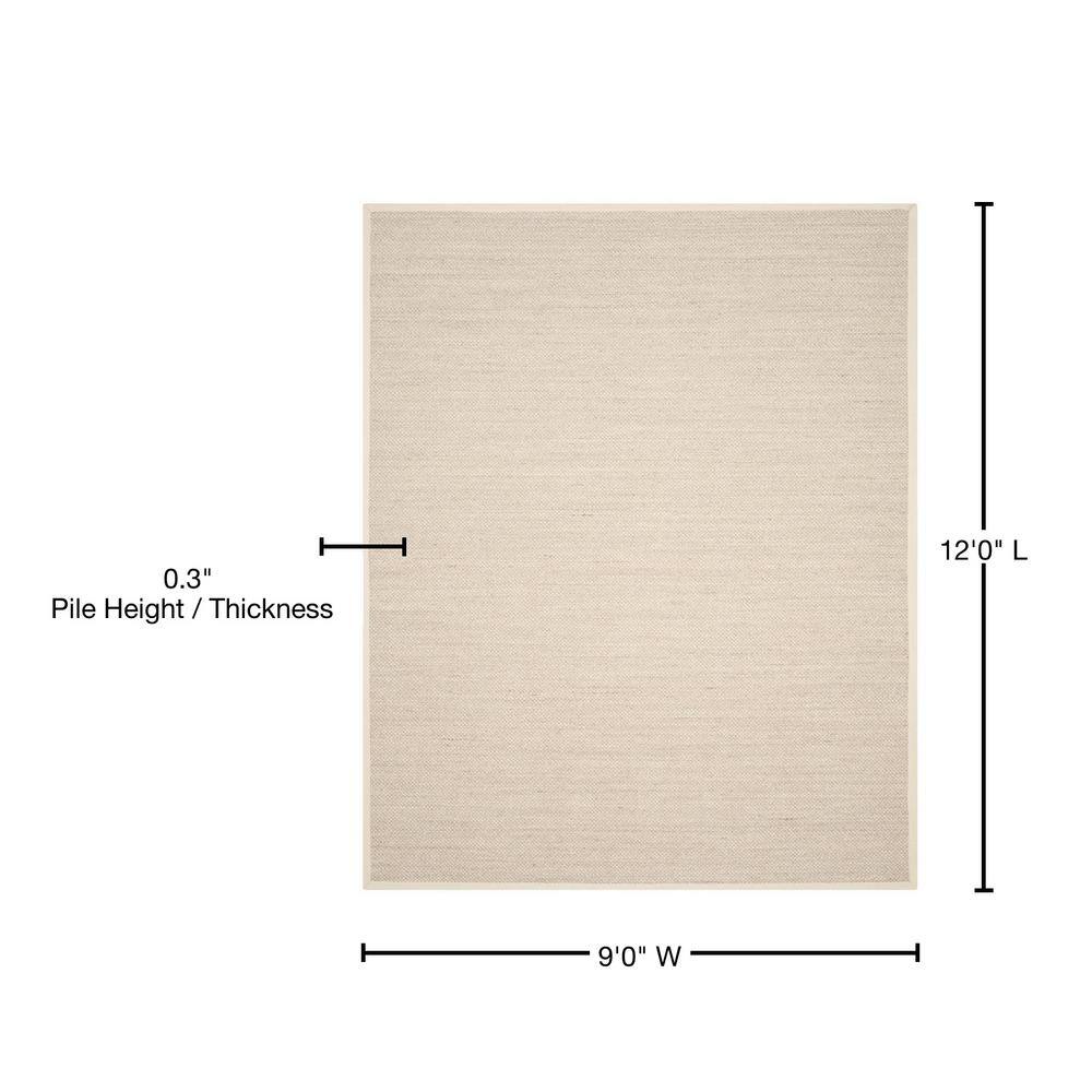 Hand-Knotted Marble Beige Sisal Area Rug, 9' x 12'