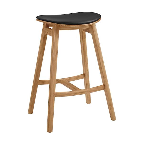 Greenington Skol Caramelized Bar Height Stool With Leather Seat (Set of 2)