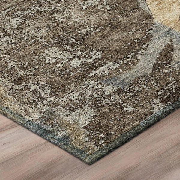 Chantille Machine Washable Indoor/Outdoor Abstract ACN3109 Chocolate 9 ft. x 12 ft. Area Rug