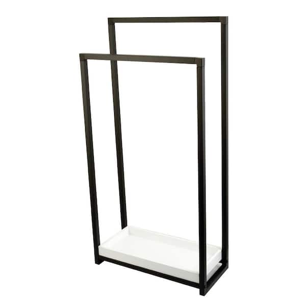 Edenscape Pedestal 2-Bar Towel Rack in Matte Black