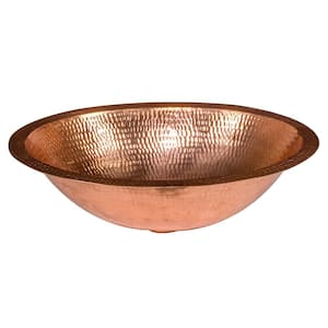 Under Counter Oval Hammered Copper 17 in. Bathroom Sink in Polished Copper