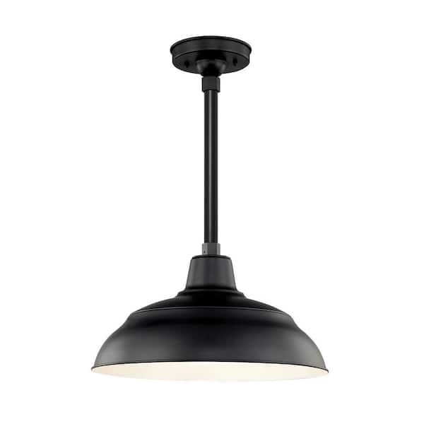 R Series 1-Light 18 in. Satin Black Warehouse Shade
