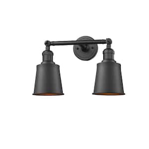 Addison 16 in. 2-Light Oil Rubbed Bronze Vanity-Light with Oil Rubbed Bronze Metal Shade