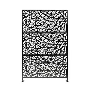 6.5 ft. H x 4 ft. W Laser Cut Metal Privacy Screen in Black