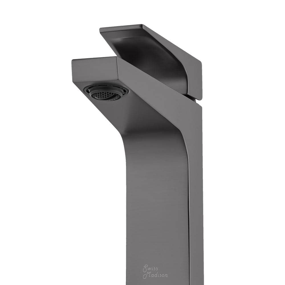 Gunmetal Gray Single-Handle Brass Bathroom Faucet