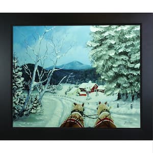 25 in. x 21 in. "Sleigh Ride with New Age Black Frame" by Peggy Miller Framed Canvas Wall Art