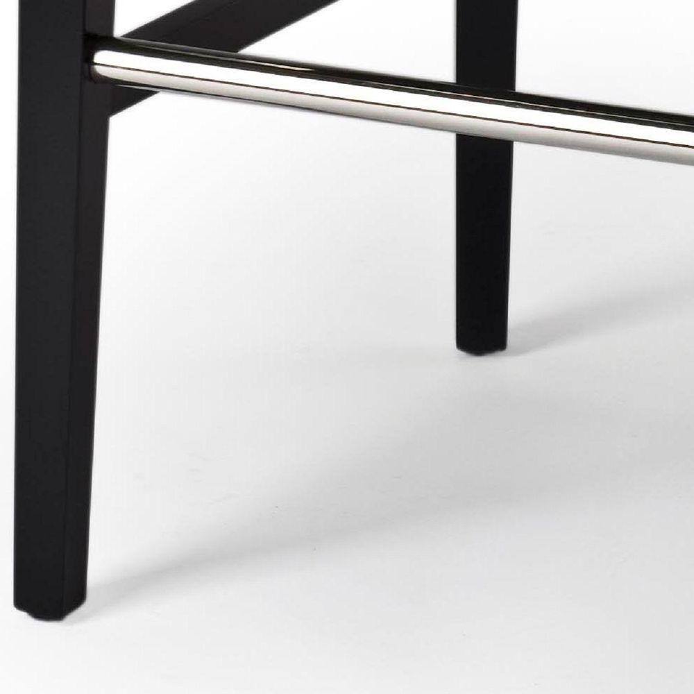Seth Black Leather and Wood Parsons Bar Stool