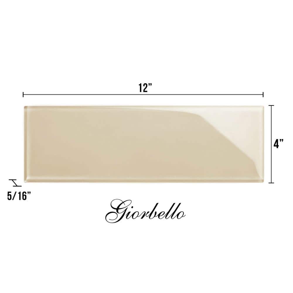 Light Taupe 4x12 Glass Subway Wall Tile