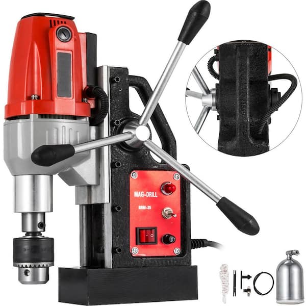 Magnetic Drill Magnetic Drilling Machine 980-Watt, Metal Drill Press High Power 680 rpm with 1-1/3 in. Boring Diameter