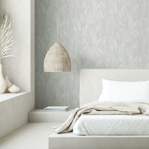 Grey Swaying Fronds Vinyl Peel and Stick Wallpaper Roll (28.18 sq. ft.)
