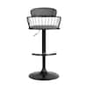 Front view of a black and grey adjustable bar stool.