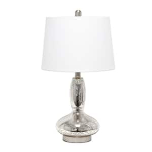 23.5 in. Mercury Glass Dollop Table Lamp with White Fabric Shade