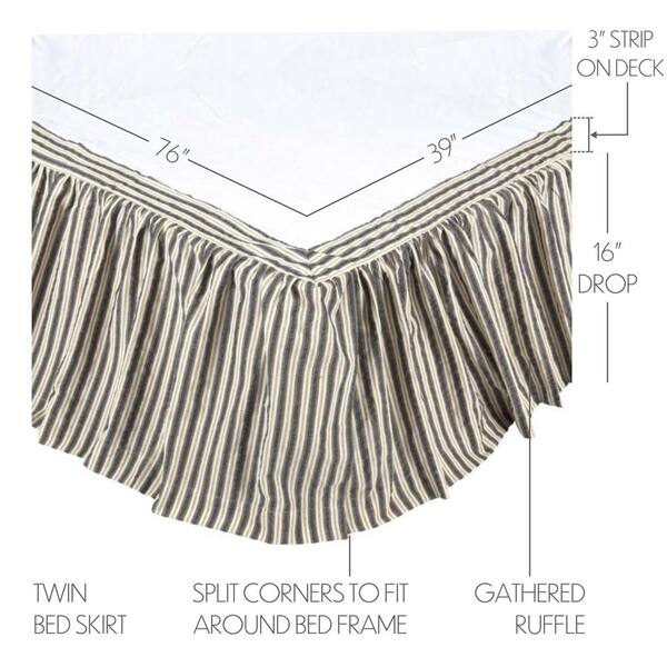 VHC Farmhouse Queen Bed Skirt Bedding Gathered Split Corners Ashmont Grey Cotton 