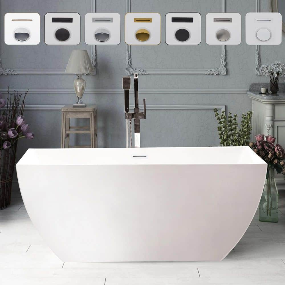 Vanity Art 67 In. Acrylic Flatbottom Freestanding Bathtub In Pure White ...