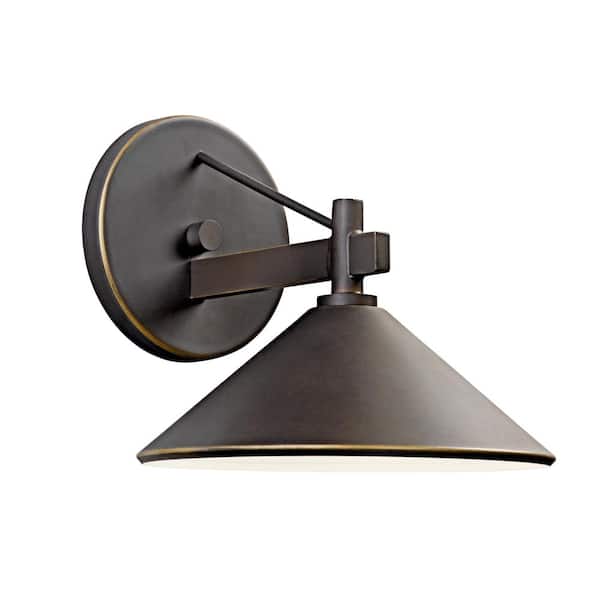 KICHLER Ripley 7.5 in. 1-Light Olde Bronze Outdoor Hardwired Barn Sconce with No Bulbs Included (1-Pack)