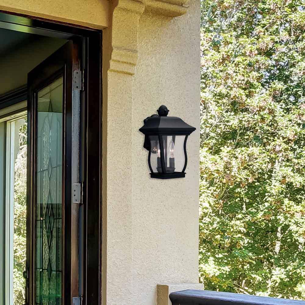 Black Aluminum and Steel Outdoor Dimmable Lantern Sconce