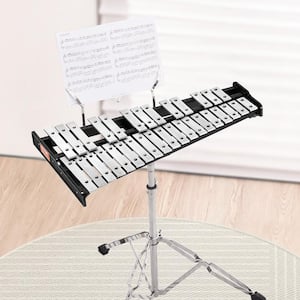 32 Note Professional Glockenspiel Xylophone Bell Kit with Adjustable Stand and Carrying Bag for Students & Adults