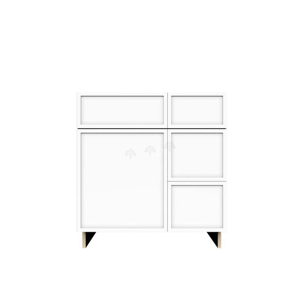 Slim Shaker 30 in. Sink Base Bath Vanity Cabinet without Top with 2-Right Drawers in White Assembled price history on PriceWatchPro