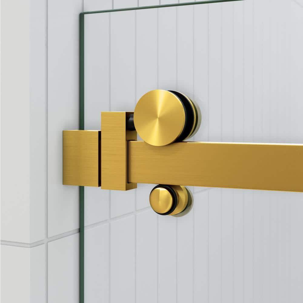 Astro 60'' Satin Brass Frameless Glass Sliding Shower Door