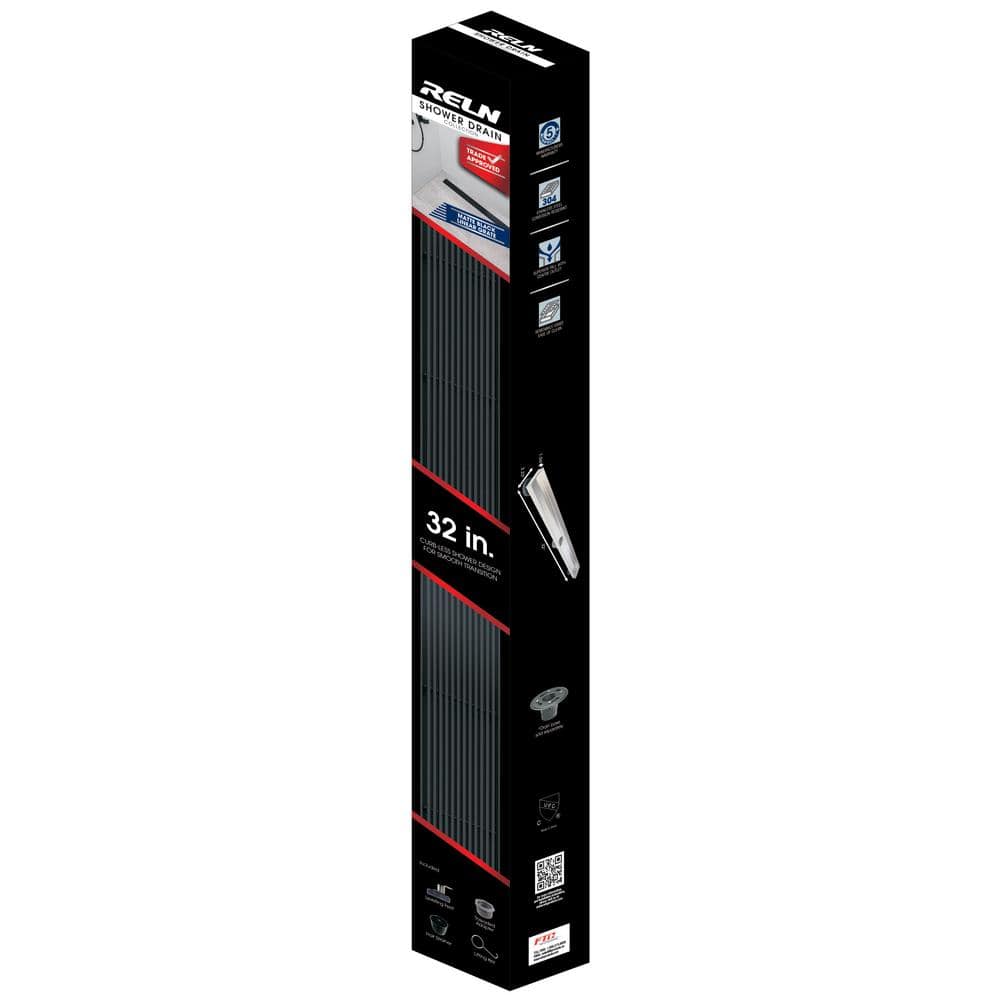 32'' Matte Black Stainless Steel Linear Shower Drain