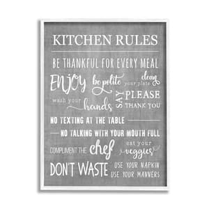 Kitchen Rules Rustic Grey List Design by CAD Framed Typography Art Print 30 in. x 24 in.