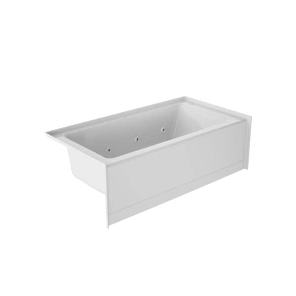 JACUZZI PROJECTA 60 in. x 30 in. Acrylic Left Drain Rectangular Low-Profile AFR Alcove Whirlpool Bathtub with Heater in White