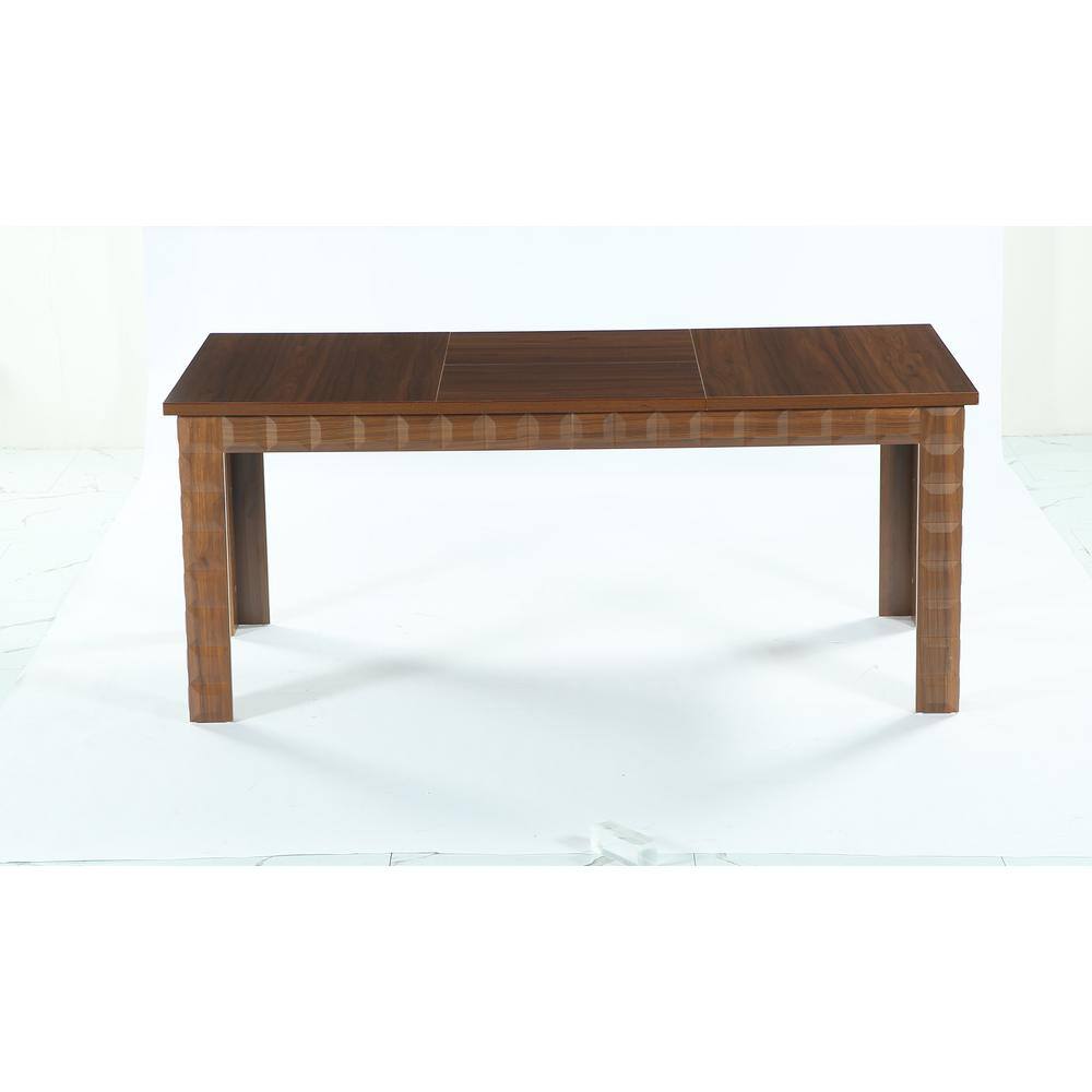 Halseey Rectangle Brown Wood 70.8 in. 4 Legs Dining Table Seats 6-8 Kitchen Table for Dining Room Living Room