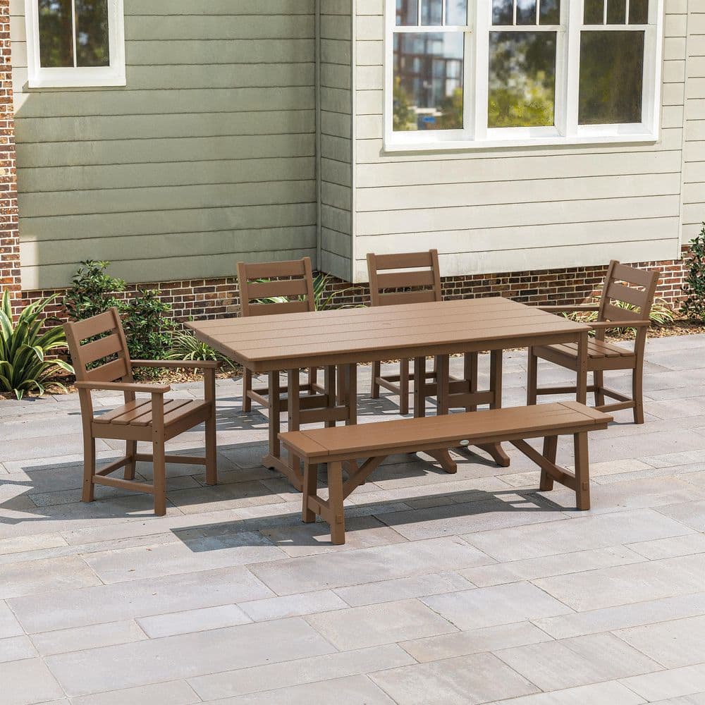 POLYWOOD Grant Park 6-Piece Farmhouse Plastic Outdoor Dining Set with ...