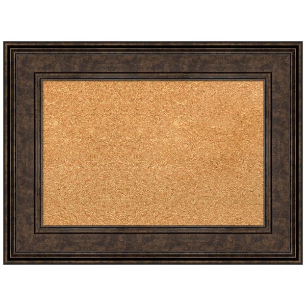 Amanti Art Ridge Bronze 23.62 in. x 17.62 in. Framed Corkboard Memo Board