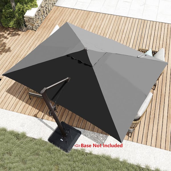 Pellebant 10 ft. x 12.5 ft. Oversized Heavy Duty Aluminum Outdoor Umbrella 360° Rotation Cantilever Patio Umbrella in Gray No Base