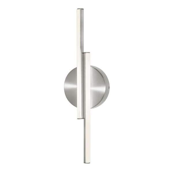 AFX Ella 2-Light Satin Nickel Wall Sconce with Frosted Acrylic Shade