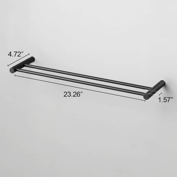 23.62-inch Wall Mounted Bathroom Towel Bar Stainless Steel Bath Accessory Double Towel Bar in Matte Black
