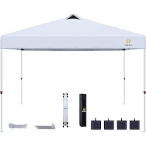 Pop Up Tent 10 ft. x 10 ft. Metal Canopy Adjustable Height White
