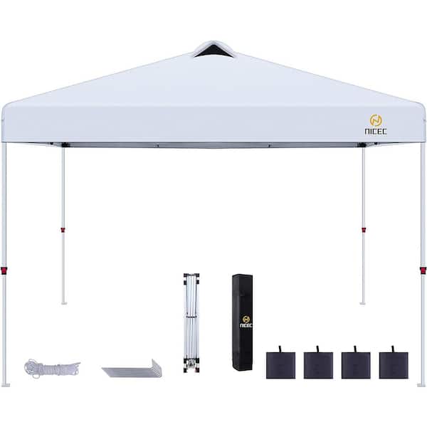 NICE C Pop Up Tent 10 ft. x 10 ft. Metal Canopy Adjustable Height White