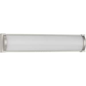 Barril Collection 24 in. Brushed Nickel Medium Modern Integrated LED Linear Vanity 1-Light with Acrylic Diffuser