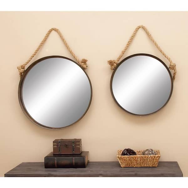 Handmade Grass Woven Wall Mirrors 16in Round Mirrors With