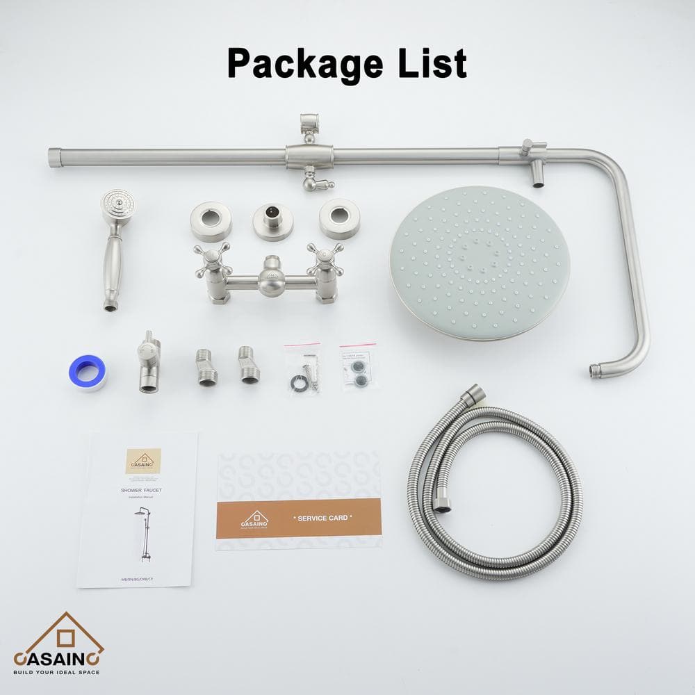 Brushed Nickel Adjustable Rainfall and Handheld Shower System