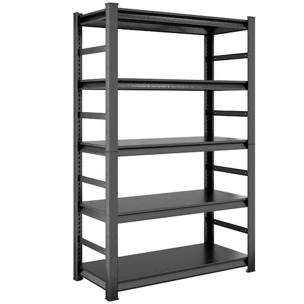 72H 5-Tier Heavy Duty Metal Shelving Unit Adjustable Shelving, Storage Units, Storage Rack for Kitchen Garage in Black