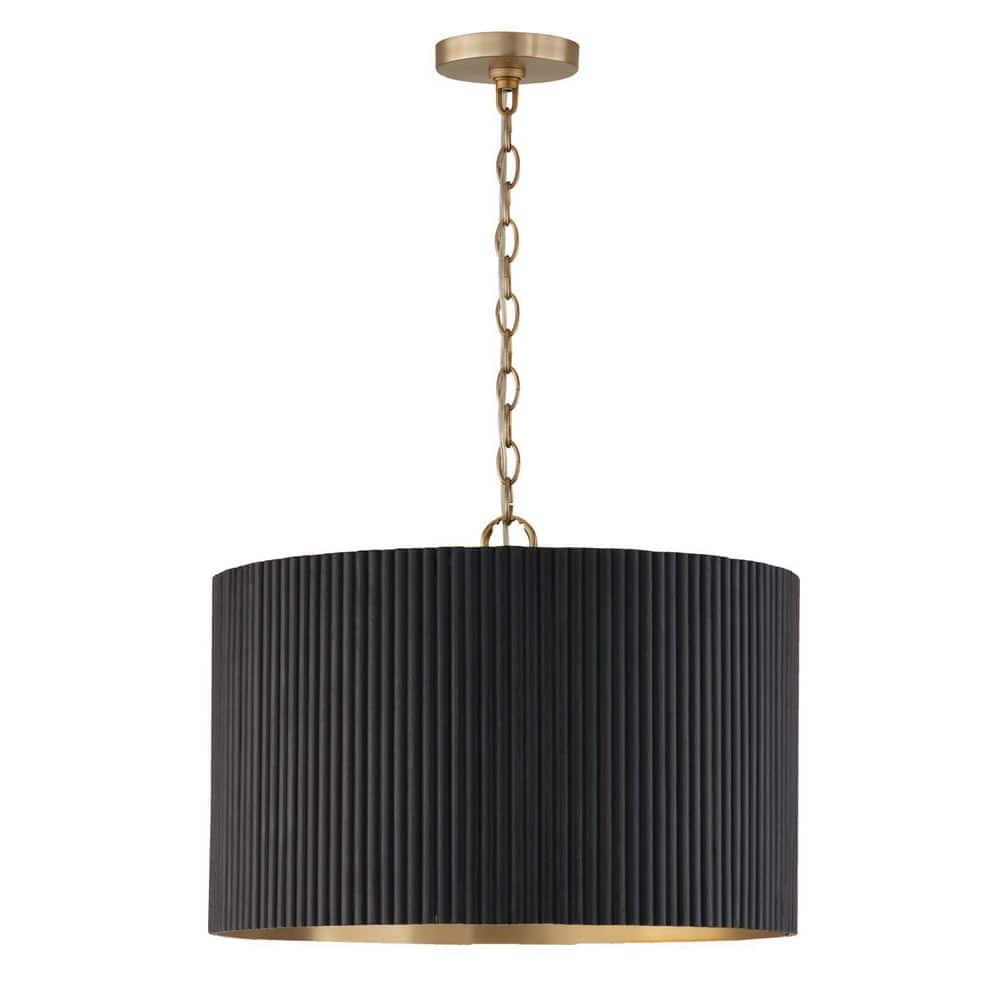Donovan 60-Watt 3-Light Matte Brass and Handcrafted Mango Wood in Black Stain Pendant Light with No Bulbs Included price history on PriceWatchPro